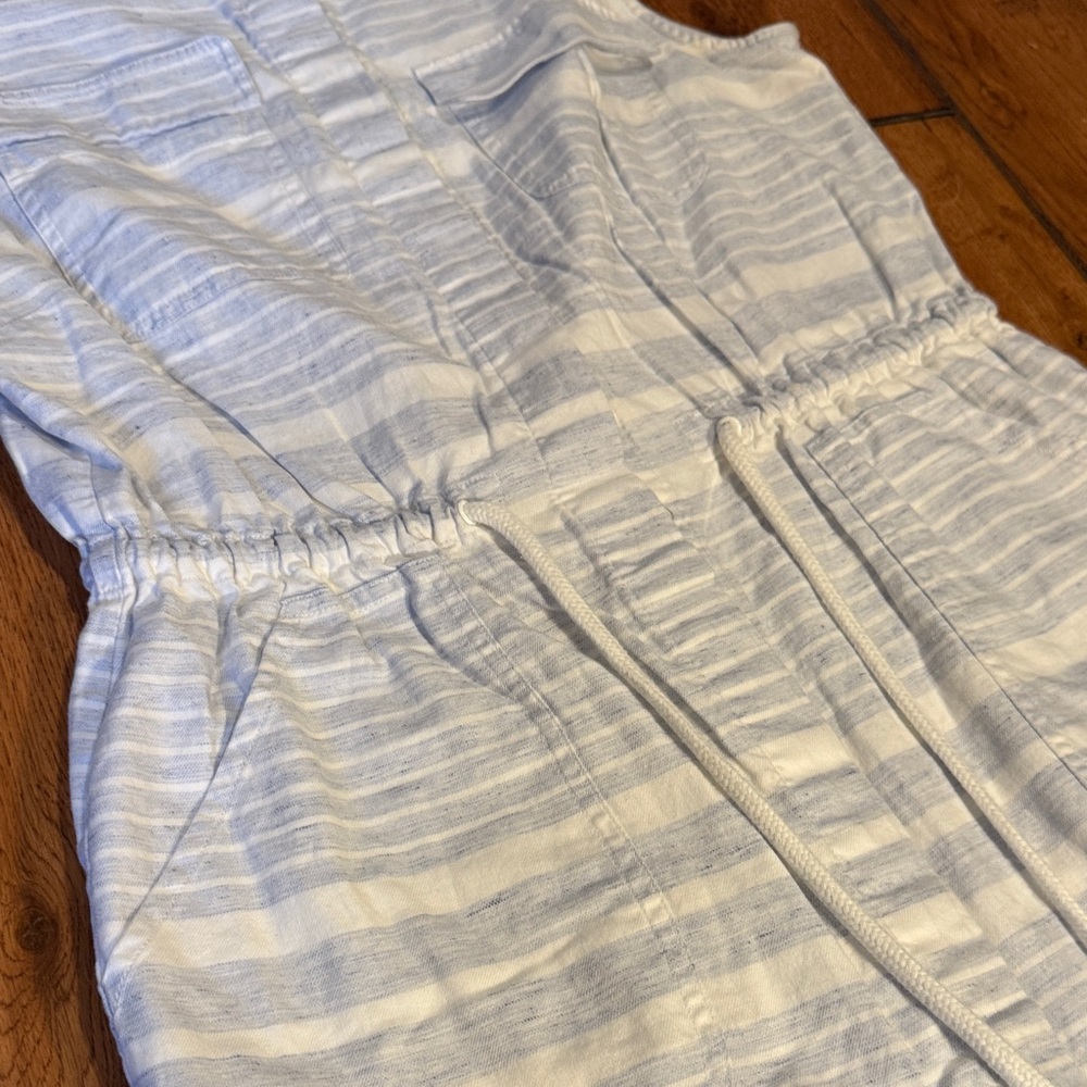 Vineyard Vines Sleeveless Striped Drawstring Dress in Light Blue and White - Picture 4 of 6